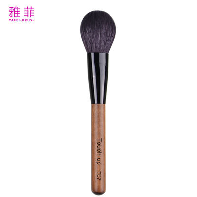 T07 OEM/ODM Λογότυπο Κατσίκας Φυσική τρίχα Powder Blush Μακιγιάζ Βούρτσες Χαλκού σωλήνα ξύλινη λαβή χειροτεχνία